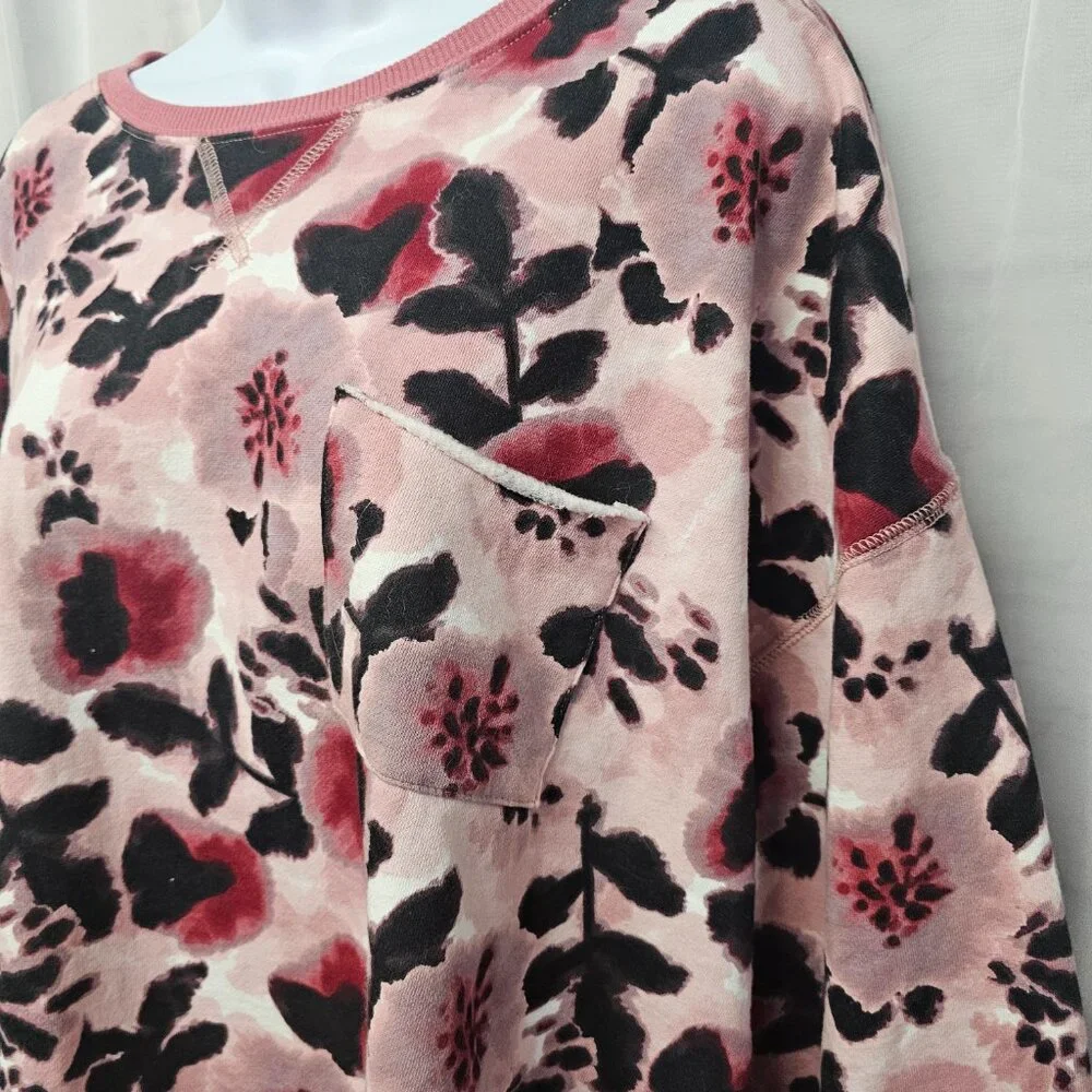 Dip Sweatshirt Grunge Floral Punk Goth Casual Pink Black 2X NWT - Picture 5 of 13